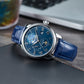 OBLVLO AM-FG Men's 41mm Automatic Watch - Luxury Blue Dial Moon Phase/Week/Date Dress Watch