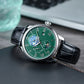 OBLVLO AM-FG Green Dial Watches for Men - Luxury Automatic Multi-Function Month/Week/Date Dress Watch