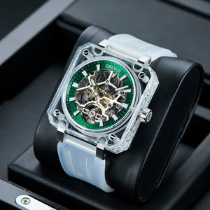 Affordable Luxury OBLVLO BRM Series Green Dial & Full Sapphire Square Case Skeleton Automatic Watch