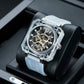 OBLVLO BRM Series - Black Dial & Full Sapphire Square Case Skeleton Mechanical Watch For Men's