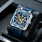 Affordable Luxury OBLVLO BRM Series - Men's Full Sapphire Blue Skeleton Automatic Mechanical Watch