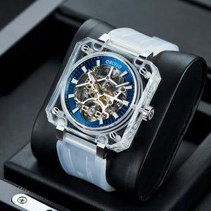Affordable Luxury OBLVLO BRM Series - Men's Full Sapphire Blue Skeleton Automatic Mechanical Watch