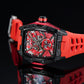 OBLVLO ZM-NZ Chinese myth "Nezha" Series - Red Case Men 46mm Tonneau Skeleton Luminous Automatic Wristwatch