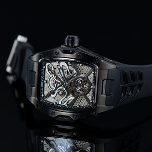 OBLVLO ZM-NZ - Cool All Black Chinese myth "Nezha" 46mm Automatic Mechanical Skeleton Super luminous dial Wristwatch