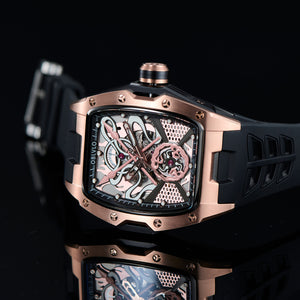 OBLVLO ZM-NZ 46MM Rose Gold Case Chinese myth "Nezha" Style Design Men Mechanical Automatic Skeleton Super Luminous Watch