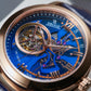 OBLVLO VMQ Series - Best Affordable Luxury Mens Rose Gold Zirconia Automatic Tourbillon Style Blue Dial Dress Watches