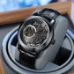 OBLVLO VMQ Series - Affordable Luxury All Black/Diamond Zirconia Case Mens Automatic Tourbillon Style Dial Dress Watches