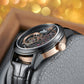 OBLVLO VMQ Series - Affordable Luxury Black & Rose Gold Case Mens Automatic Tourbillon Style Dial Dress Zirconia Watches