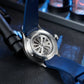 Unique OBLVLO BLM Solar Blue Dial Skeleton Rotation Hands Watch - Cool MIYOTA Movement Automatic Watches