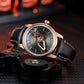 OBLVLO JM Space Automatic Dress Watch for Men - Cool Rose Gold Case and Black Spaceship Dial, 50m Waterproof