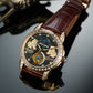 Reef Tiger RGA1935 - Affordable Luxury Yellow Gold/Diamond Mens Moon Phase Automatic Tourbillon Style Dial Dress Watches