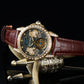 Reef Tiger RGA1935 - Affordable Luxury Yellow Gold/Diamond Mens Moon Phase Automatic Tourbillon Style Dial Dress Watches