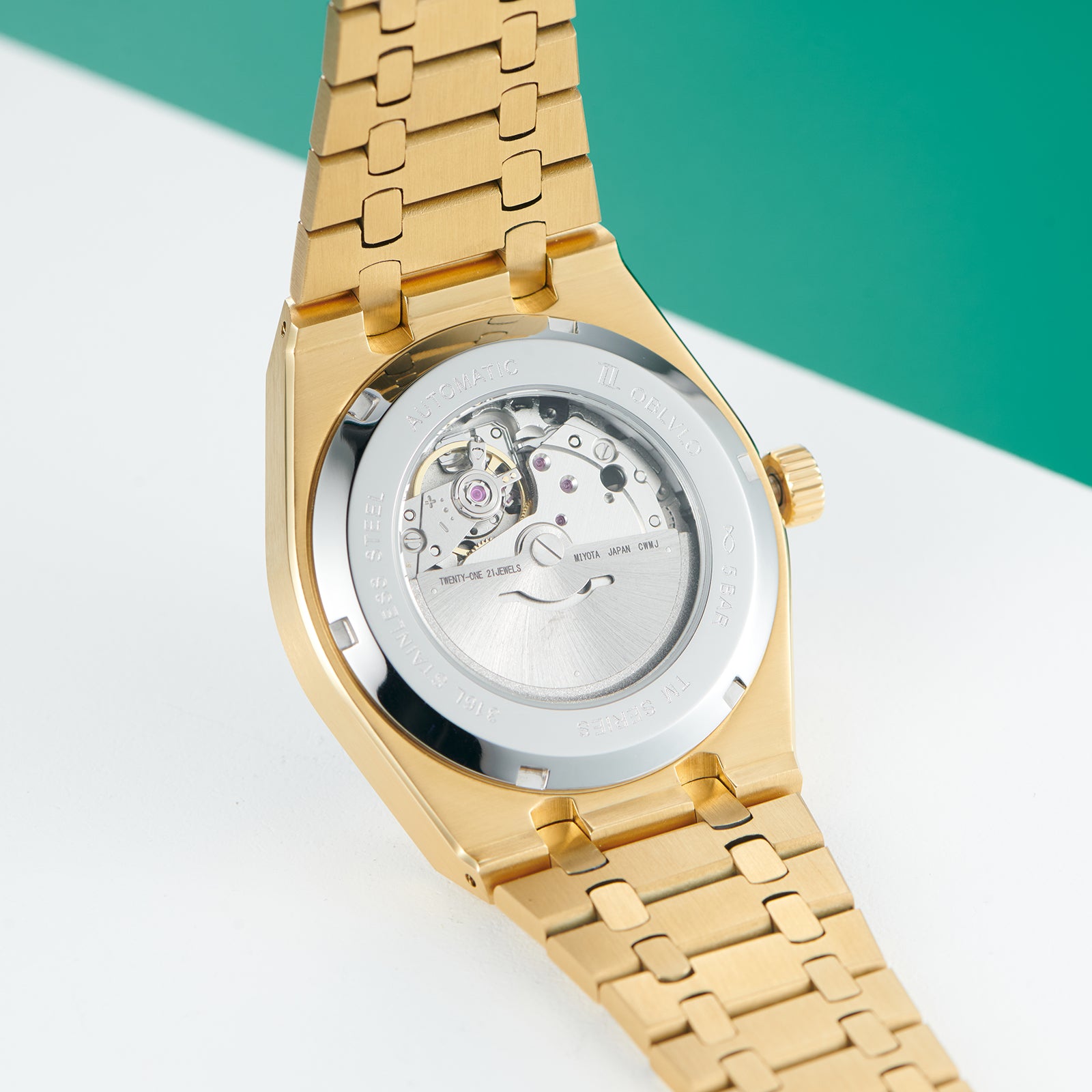 Affordable Luxury Yellow Gold Dress Automatic Watches Under for Men - Royal Green OBLVLO TM-SIM Rubber Affordable Luxury Yellow Gold Dress Automatic Watches Under for Men - Royal Green OBLVLO TM-SIM Rubber
