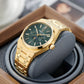 Best Affordable Yellow Gold 3-Eye Chronograph Automatic Watches - Royal Green OBLVLO TM-MUT