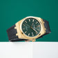 Affordable Luxury Yellow Gold Dress Automatic Watches Under $200 for Men - Royal Green OBLVLO TM-SIM