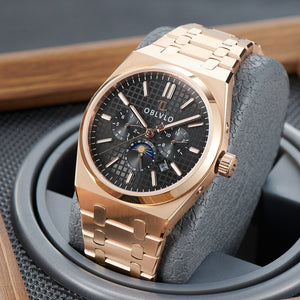 Affordable Luxury Rose Gold Chronograph Automatic Watches Under $200 for Men - OBLVLO TM-MUT