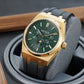 Best Affordable Yellow Gold 3-Eye Chronograph Automatic Watches - Royal Green OBLVLO TM-MUT