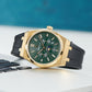 Best Affordable Yellow Gold 3-Eye Chronograph Automatic Watches - Royal Green OBLVLO TM-MUT