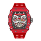 Fashion Unique Chinese Red Lion Dance Skeleton Automatic Watch - Reef Tiger RGA3009