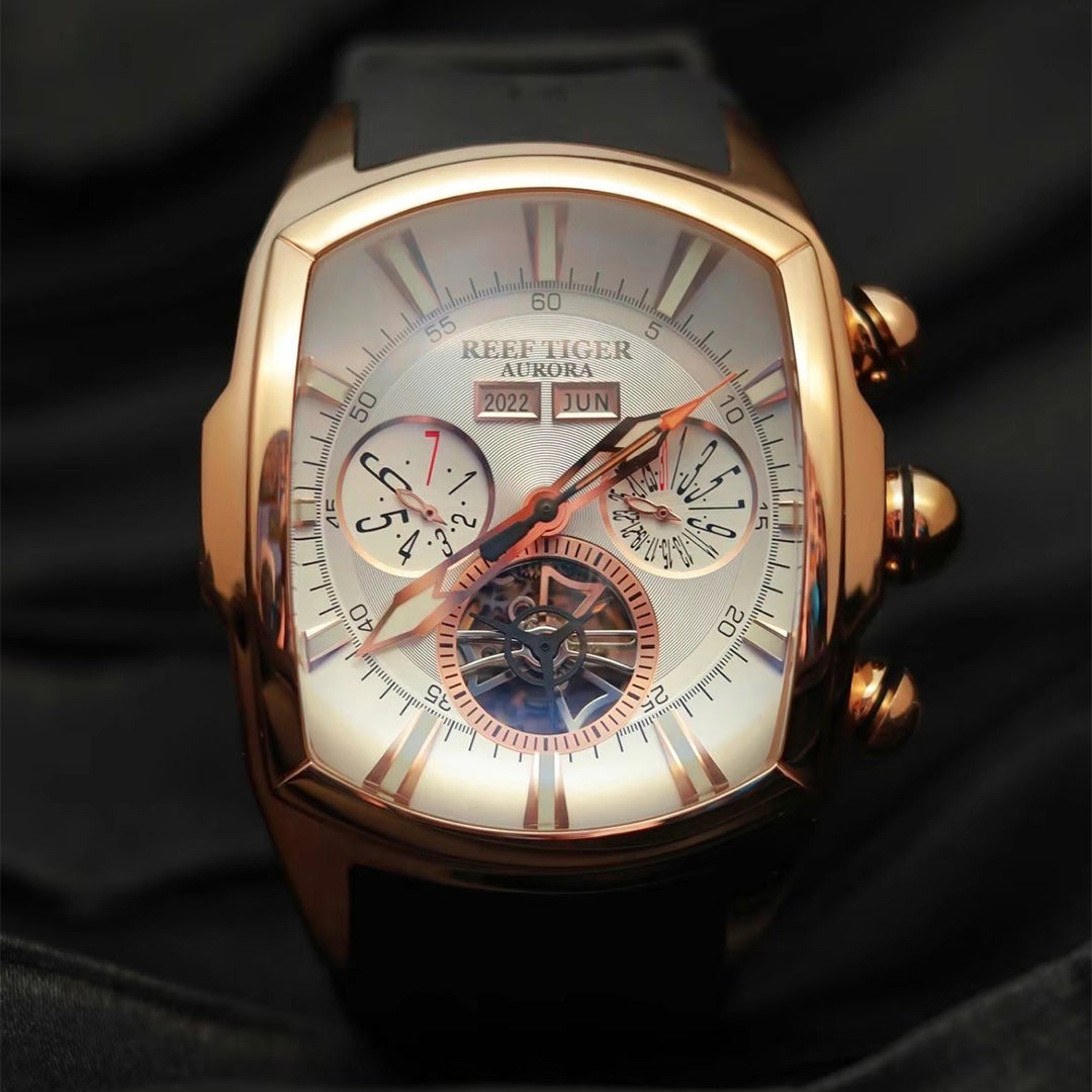 Reef Tiger Aurora Tank II Rose Gold Luxury Sports Automatic Military W