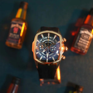 Luxury Rose Gold Reef Tiger Aurora Tank VK Quartz Sport Chronograph Watch for Men