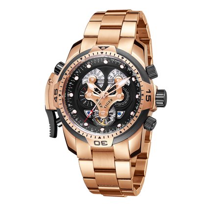 Best Reef Tiger Men's Aurora Concept Rose Gold Luxury Automatic Sport Watch