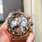 Luxury Reef Tiger Aurora Air Bubbles Design Rose Gold Unique Skeleton Automatic Watch