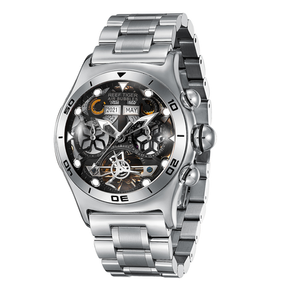 Luxury Reef Tiger Aurora Air bubbles Series Unique Mechanical Skeleton Watch for Men