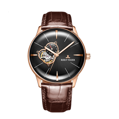 Affordable Rose Gold Automatic Dress Watches from Reef Tiger Classic Glory Series