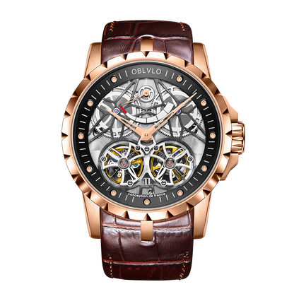 Luxury Skeleton Double Tourbillon Automatic watches For Mens Oblvlo RM-E-RBRO