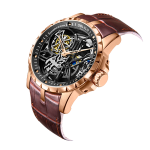 Best Automatic Watches Under 200 - Oblvlo RM-S-RBRO Rose Gold Skeleton Watch