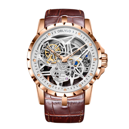 Luxury Oblvlo RM-S Rose Gold Automatic Skeleton Watches For Sale
