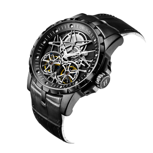 Best Oblvlo RM-T Mens Automatic Skeleton Watches Plated With Black PVD