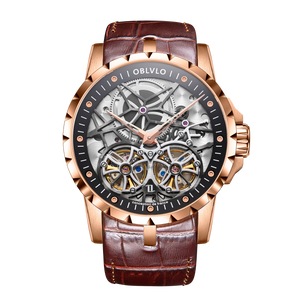 Oblvlo RM-T Series Luxury Rose Gold Automatic Skeleton Watches For Mens