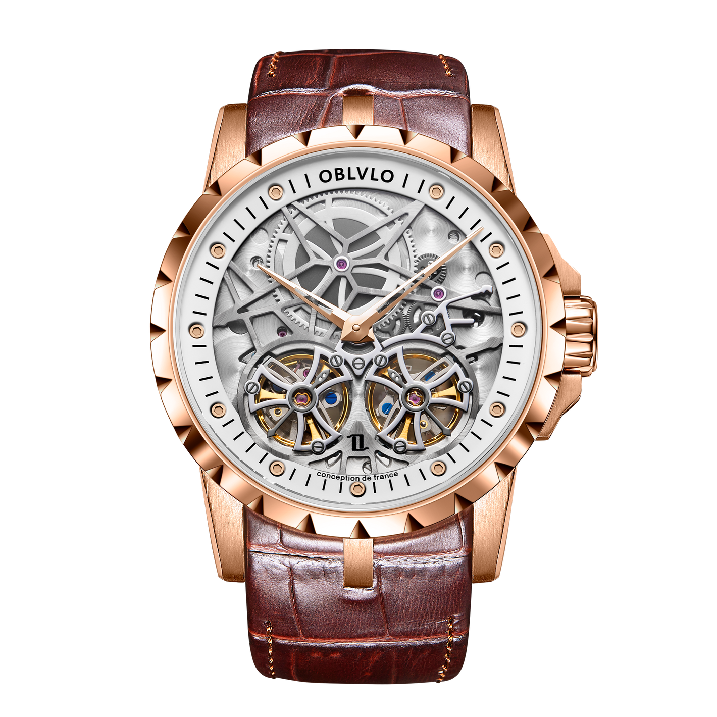 Luxury Oblvlo RM-T Rose Gold Automatic Skeleton Watches For Sale