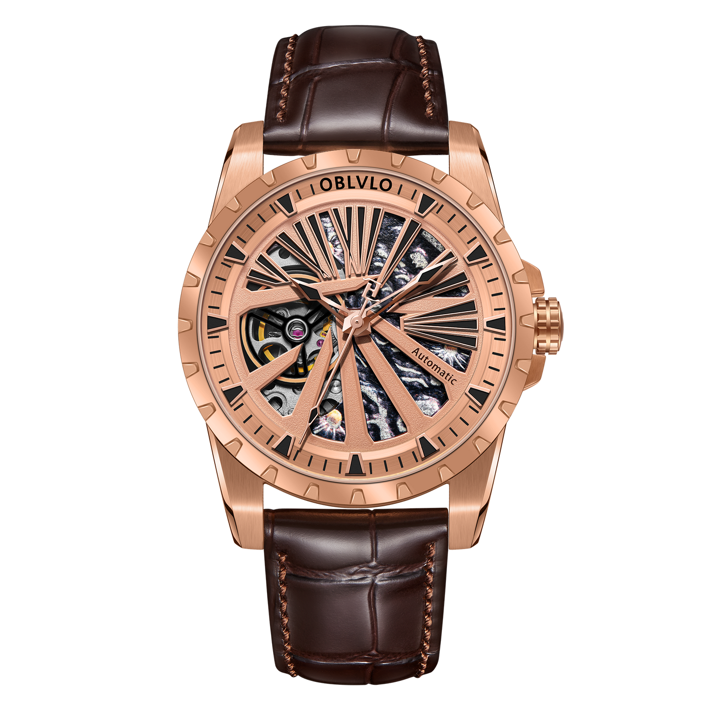 Best Rose Gold Automatic Military Watches For Men - Oblvlo RMS-U PPW