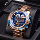 Reef Tiger Aurora Concept Skeleton Mens Automatic Mechanical Rose Gold Sport Wrist Watch