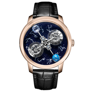 Best Affordable Rose Gold Mechanical Skeleton Celestial Body Watch | OBLVLO CSM Starry Sky Twelve Constellations Watches