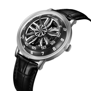 OBLVLO SCM-SK Automatic Skeleton Watches with Supercar Wheels Black Dial Design