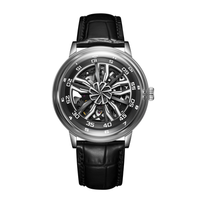 OBLVLO SCM-SK Automatic Skeleton Watches with Supercar Wheels Black Dial Design