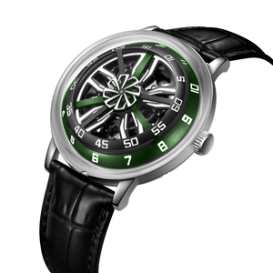 Supercar Alloy Wheels Green Dial as a OBLVLO SCM-SK Automatic Watch | Cool Skeleton Watches