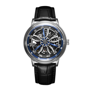 Blue OBLVLO SCM-SK Unique Automatic Watch with Supercar Alloy Wheels Dial Design