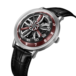 OBLVLO SCM-SK Unique Red Skeleton Supercar Alloy Wheels Dial Automatic Watches