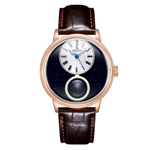 Affordable Luxury Men's Retro Rose Gold Miyota Movement Automatic Watch - OBLVLO SCM-STARS Starry Sky 24-Hour Display Watches