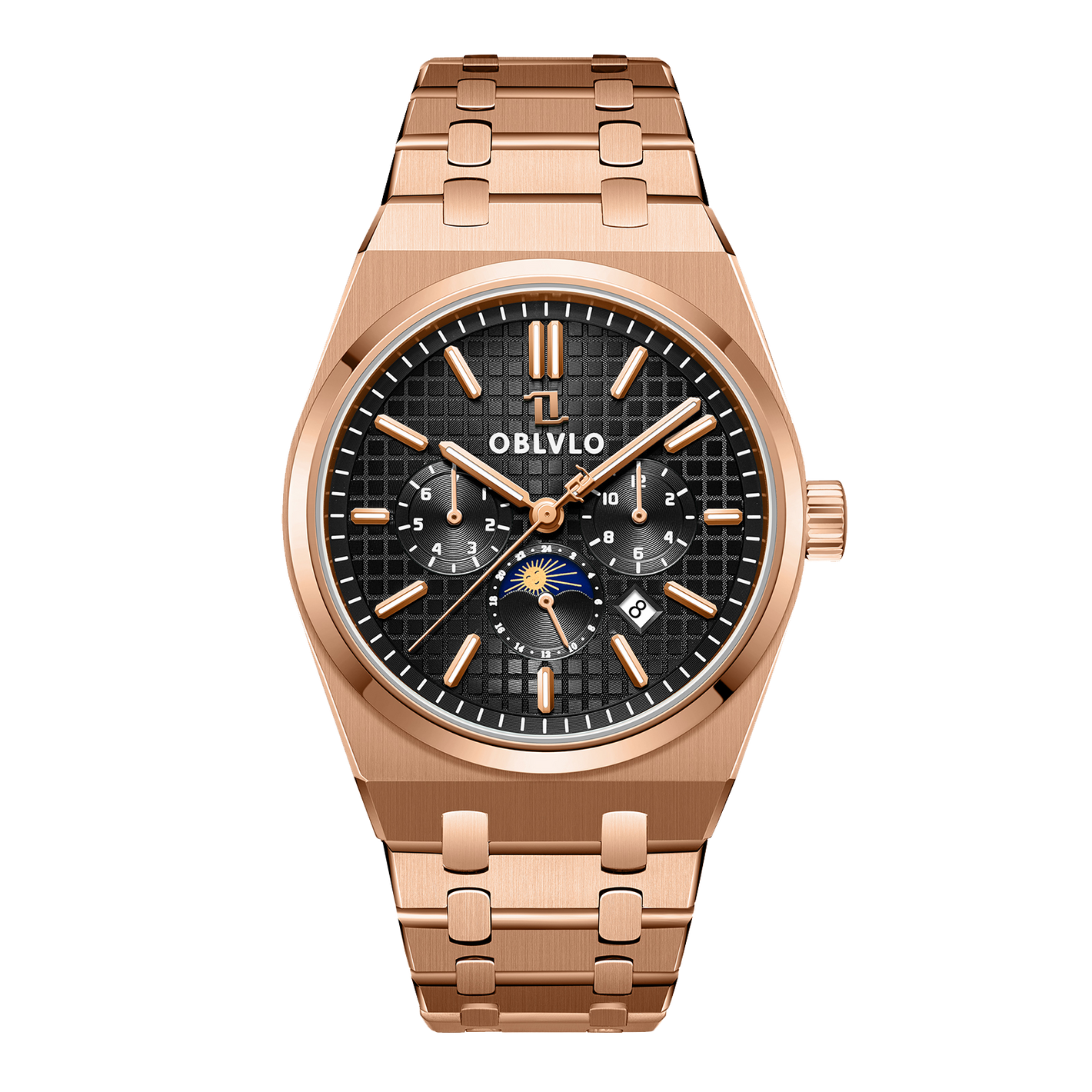 Affordable Luxury Rose Gold Chronograph Automatic Watches Under $200 for Men - OBLVLO TM-MUT