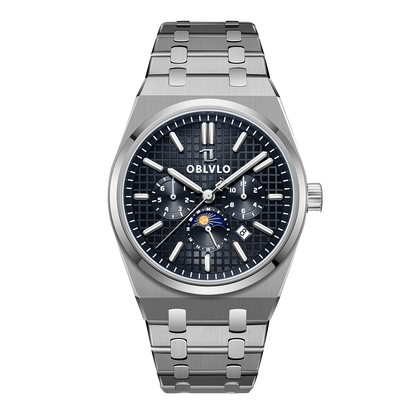 Discover OBLVLO TM-MUT Classic Deep Sea Blue Dial Chronograph Automatic Watches for Men