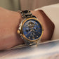 Affordable Luxury Yellow Gold Case & Blue Day Date Dial Automatic Watches - Reef Tiger RGA8235