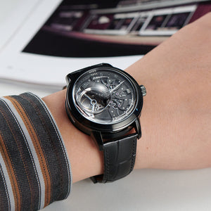OBLVLO VM Series Luxury Automatic Skeleton Watches With Black PVD