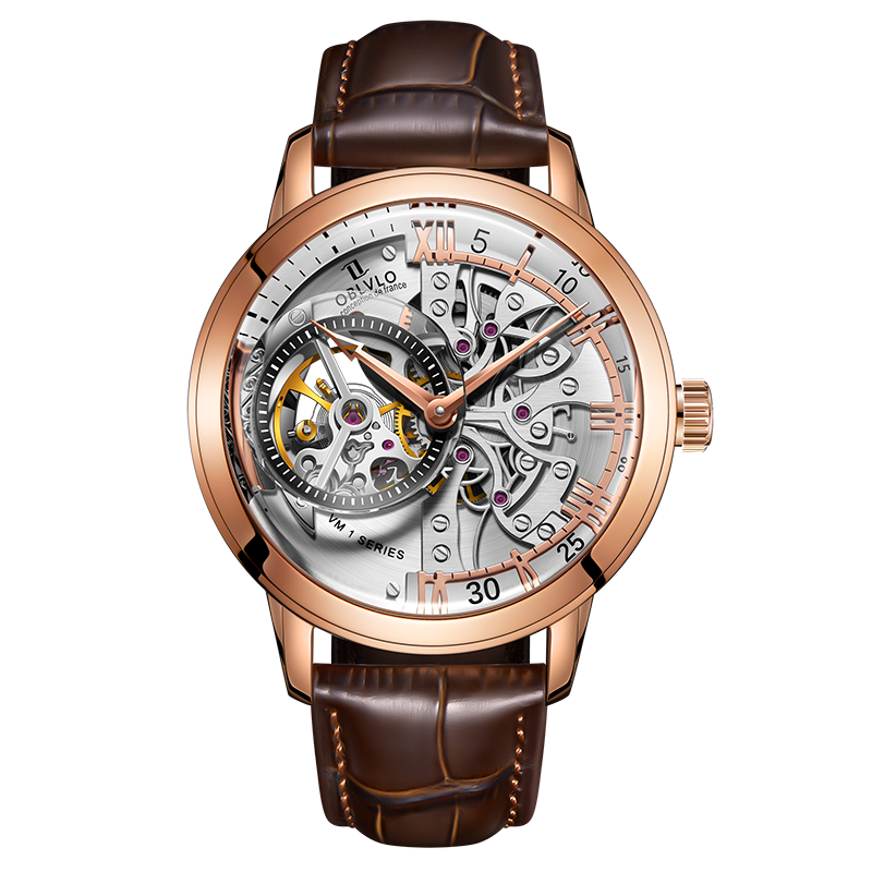 Oblvlo VM-Serie Roségold Herren Luxus Automatik Skelett Uhren zu verkaufen