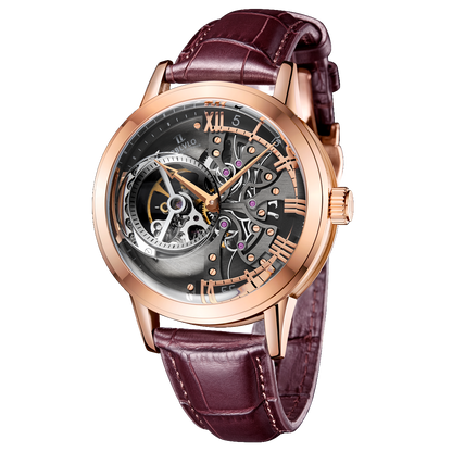 Oblvlo VM Series Luxury Rose Gold Automatic Skeleton Watches For Sale